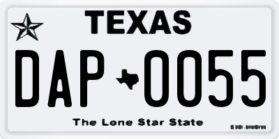 TX license plate DAP0055