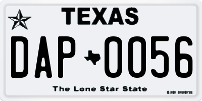 TX license plate DAP0056