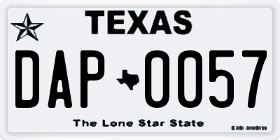 TX license plate DAP0057