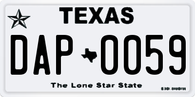 TX license plate DAP0059