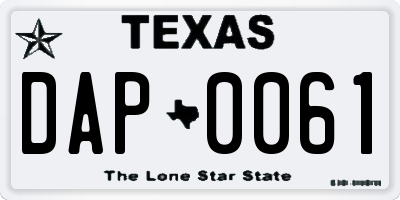 TX license plate DAP0061