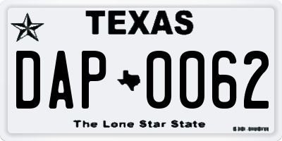 TX license plate DAP0062