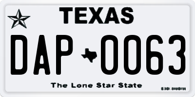 TX license plate DAP0063