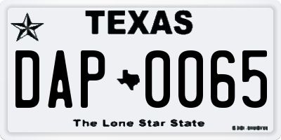 TX license plate DAP0065