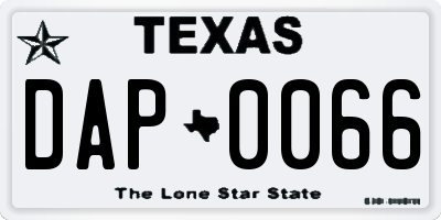 TX license plate DAP0066