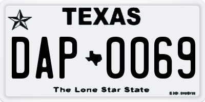 TX license plate DAP0069