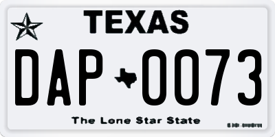 TX license plate DAP0073