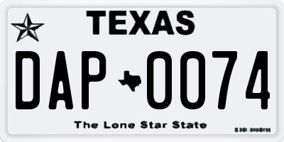 TX license plate DAP0074