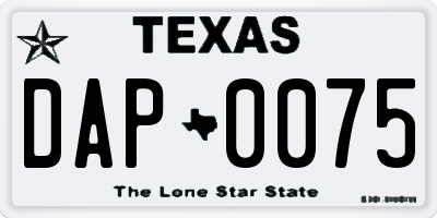 TX license plate DAP0075