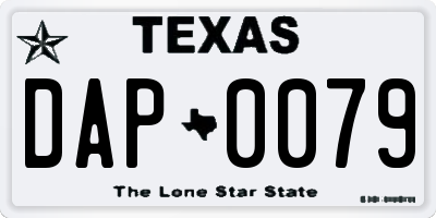 TX license plate DAP0079