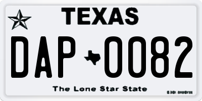 TX license plate DAP0082