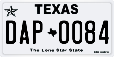 TX license plate DAP0084