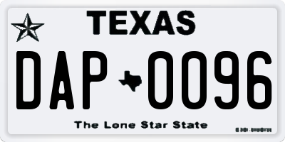 TX license plate DAP0096