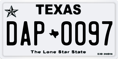 TX license plate DAP0097
