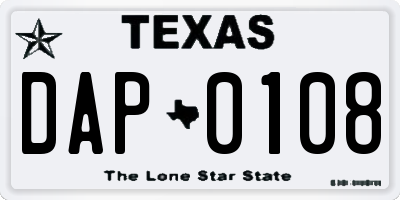 TX license plate DAP0108