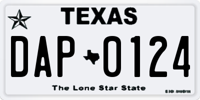 TX license plate DAP0124