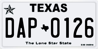 TX license plate DAP0126