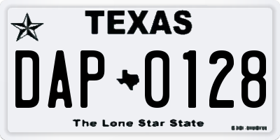 TX license plate DAP0128