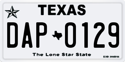 TX license plate DAP0129