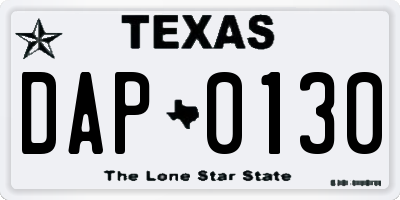 TX license plate DAP0130