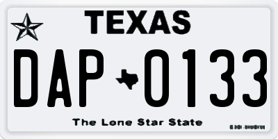 TX license plate DAP0133