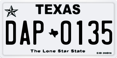 TX license plate DAP0135
