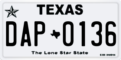 TX license plate DAP0136