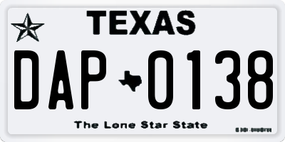 TX license plate DAP0138