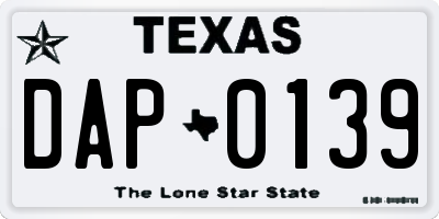 TX license plate DAP0139