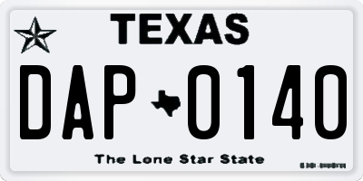 TX license plate DAP0140