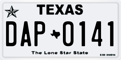 TX license plate DAP0141