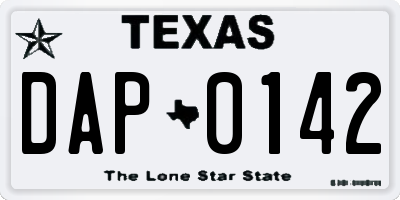 TX license plate DAP0142