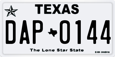 TX license plate DAP0144