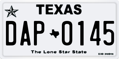TX license plate DAP0145