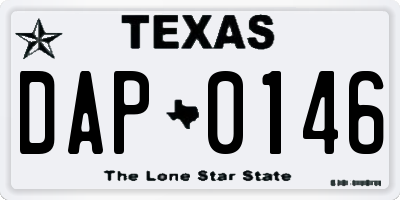 TX license plate DAP0146