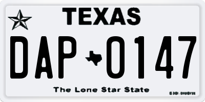 TX license plate DAP0147