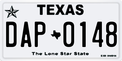 TX license plate DAP0148