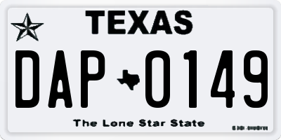 TX license plate DAP0149
