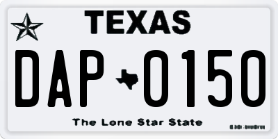 TX license plate DAP0150