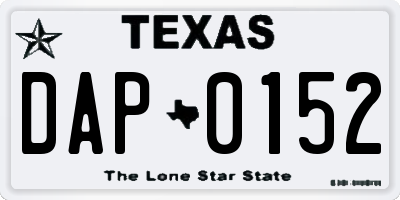 TX license plate DAP0152