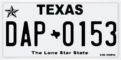 TX license plate DAP0153