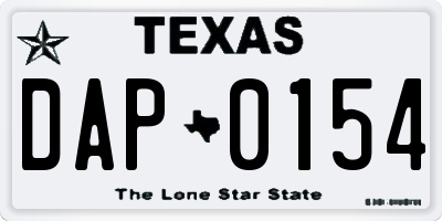 TX license plate DAP0154