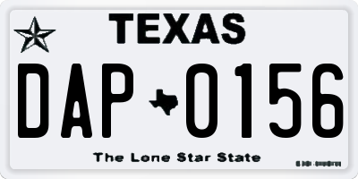 TX license plate DAP0156