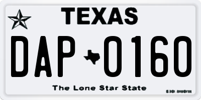 TX license plate DAP0160