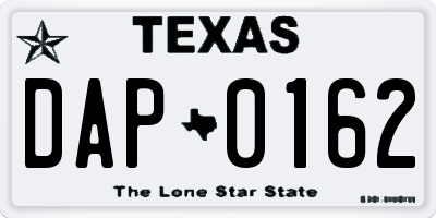 TX license plate DAP0162