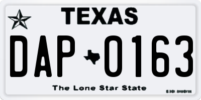 TX license plate DAP0163
