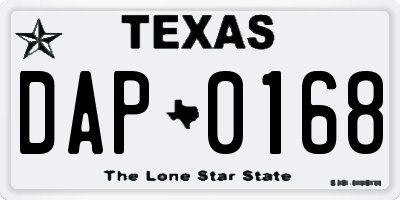 TX license plate DAP0168