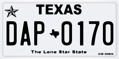 TX license plate DAP0170