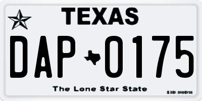 TX license plate DAP0175