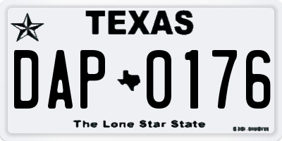 TX license plate DAP0176